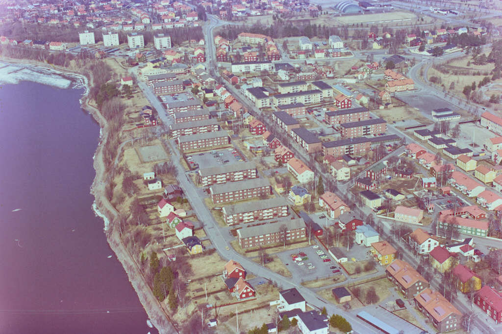 Det här är en bild som togs från ovan av Väst på stan år 1985