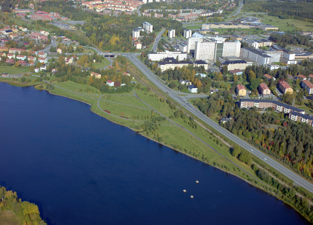 Öbacka i Umeå sett från luften år 1986.