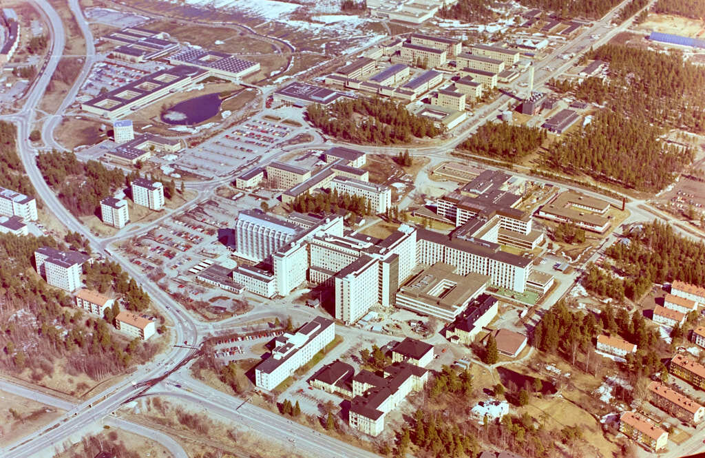 Sjukhusområdet sett från luften år 1986.