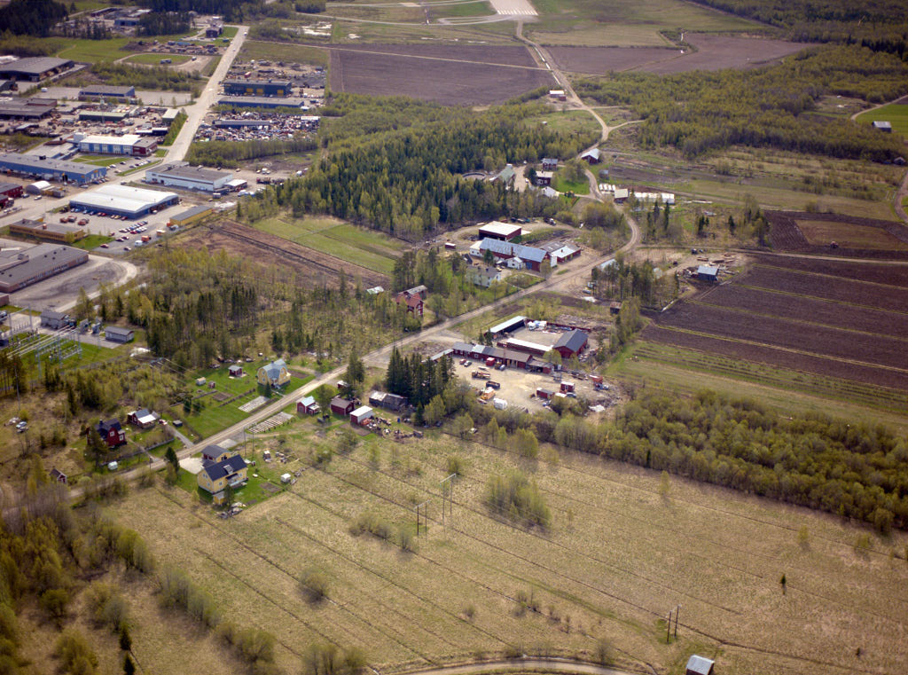 En flygbild som visar Teg och Söderslätt i Umeå år 1988.