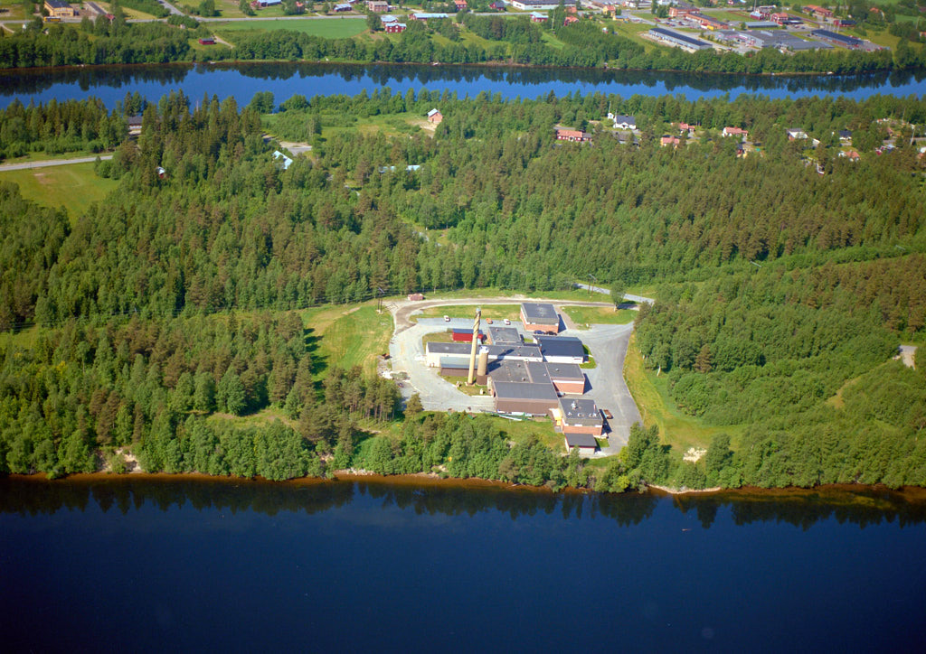 Vy över Ön i Umeå 1988, med fokus på välkända landmärkena som 