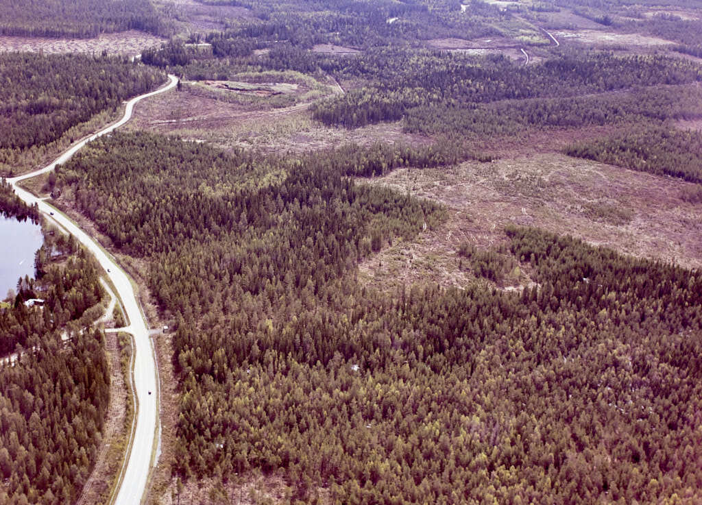 Det här är en bild som togs från ovan av Tomtebo år 1988