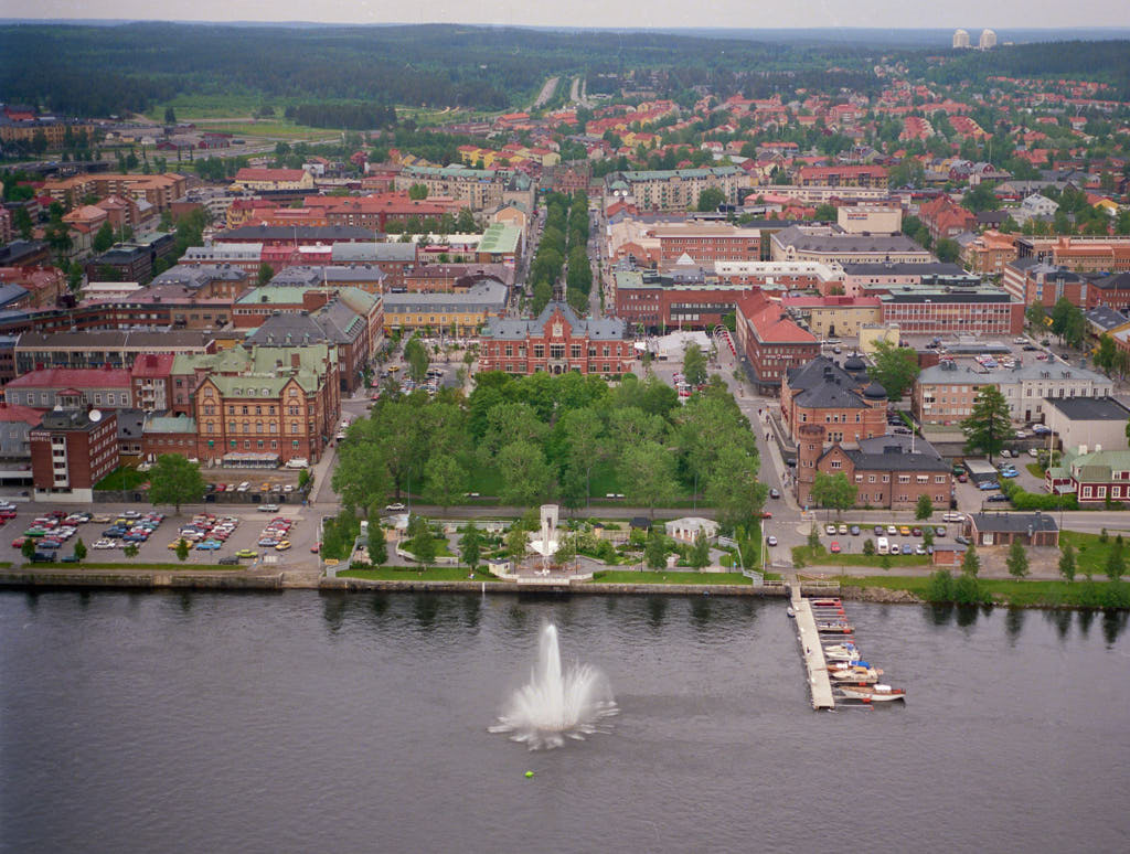 Bilden visar Centrala stan i Umeå år 1989.