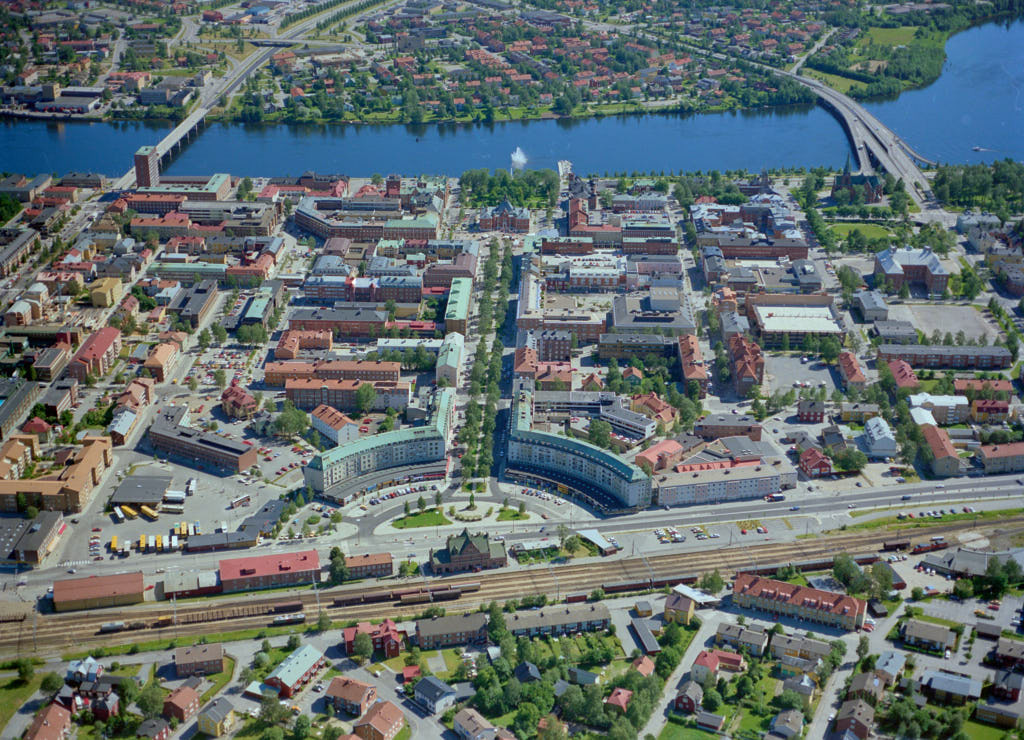 Bilden visar Centrala stan i Umeå år 1989.
