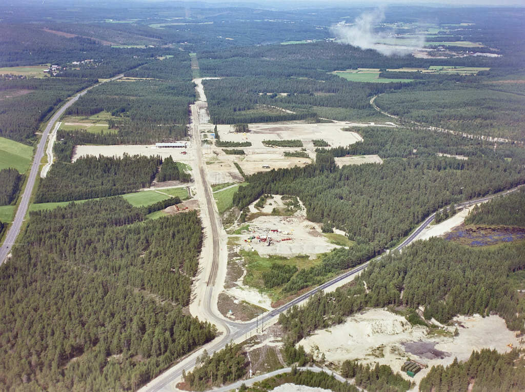 Ett flygbild av Klockarbäcken år 1990.