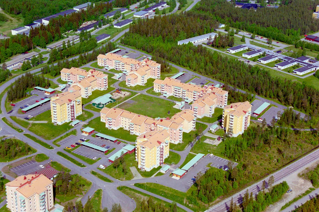 En bild från luften visar Nydalahöjden och Olofsdal år 1998.