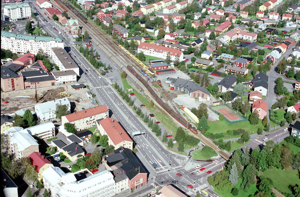 Centrala stan och Haga i Umeå sett från luften år 2000.