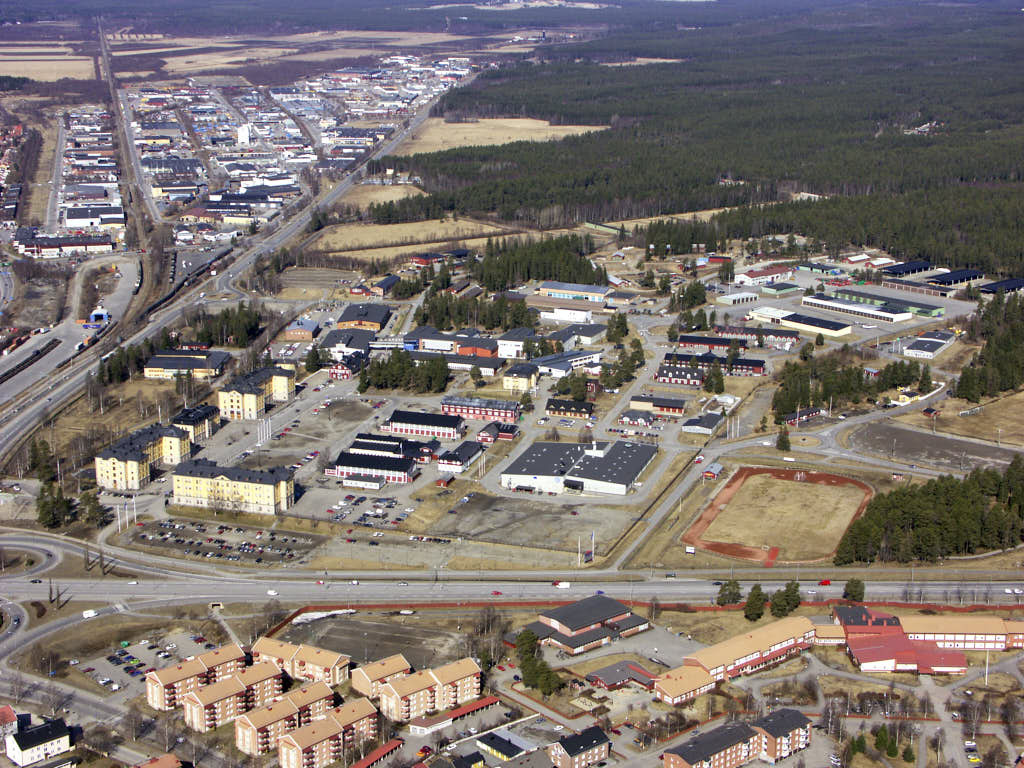 Vy över Regementet i Umeå 2005, med fokus på välkända landmärkena som 