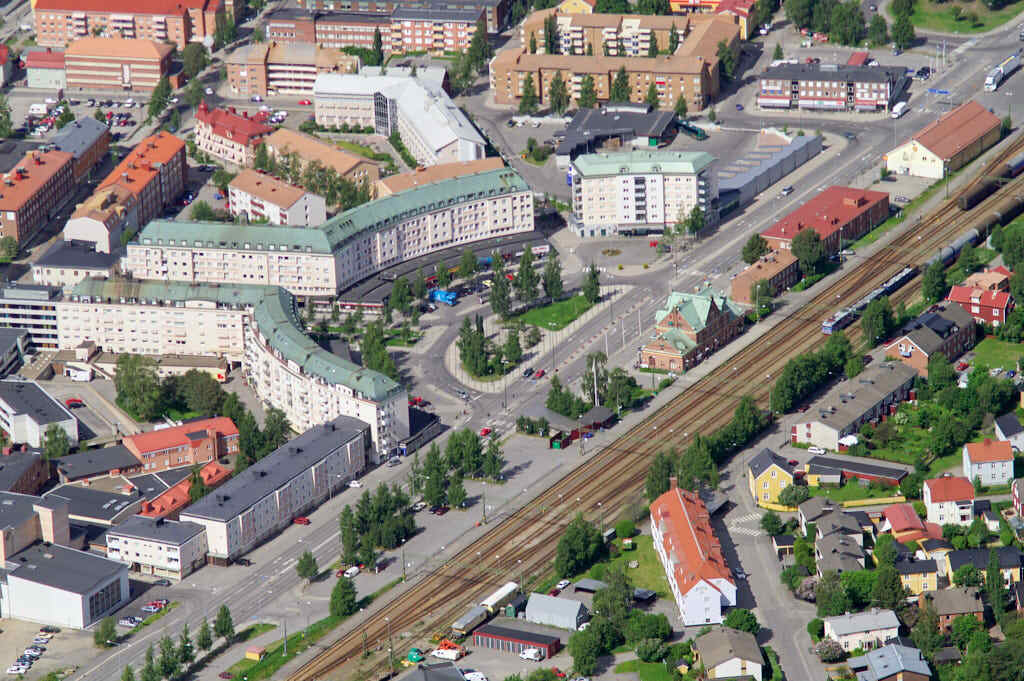 Centrala stan i Umeå sett från luften år 2006.