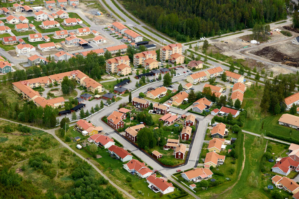 En bild från luften visar Umedalen år 2009.