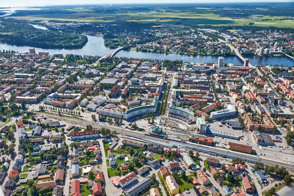 En bild från luften visar Centrala stan år 2012.