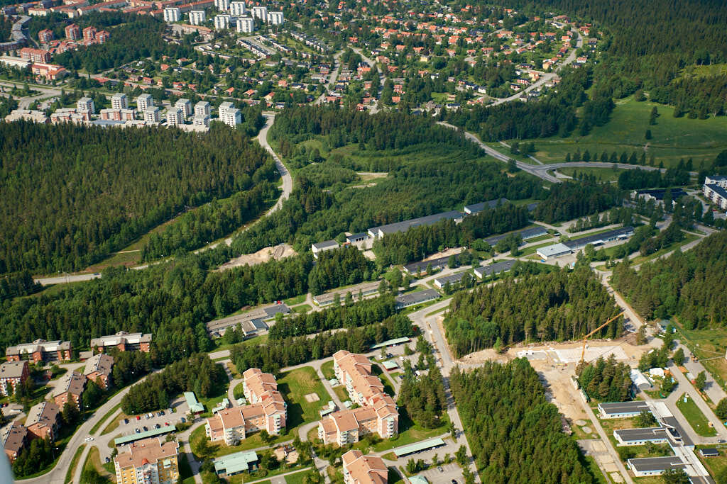 En flygbild som visar Olofsdal år 2013.