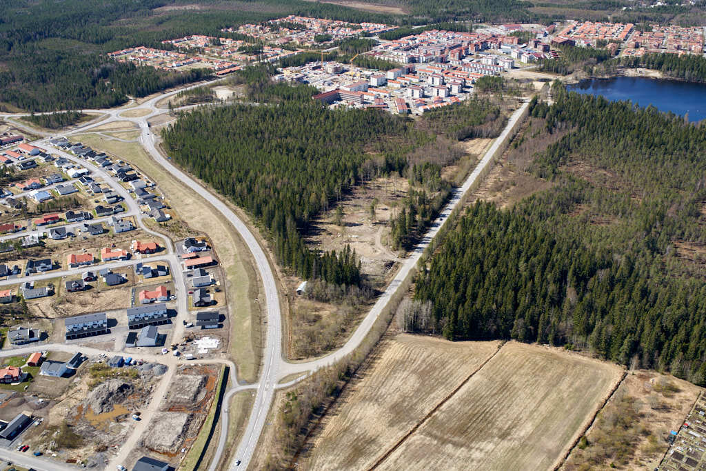 En bild från luften visar Tomtebo år 2017.