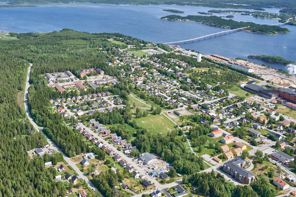 Obbola sett från luften år 2018.