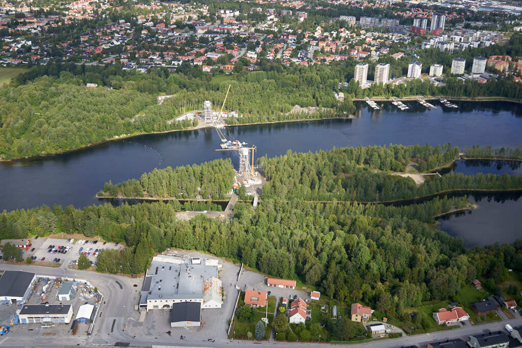 Lundabron, Bölesholmarna, Väst på stan och Böle sett från luften år 2019.