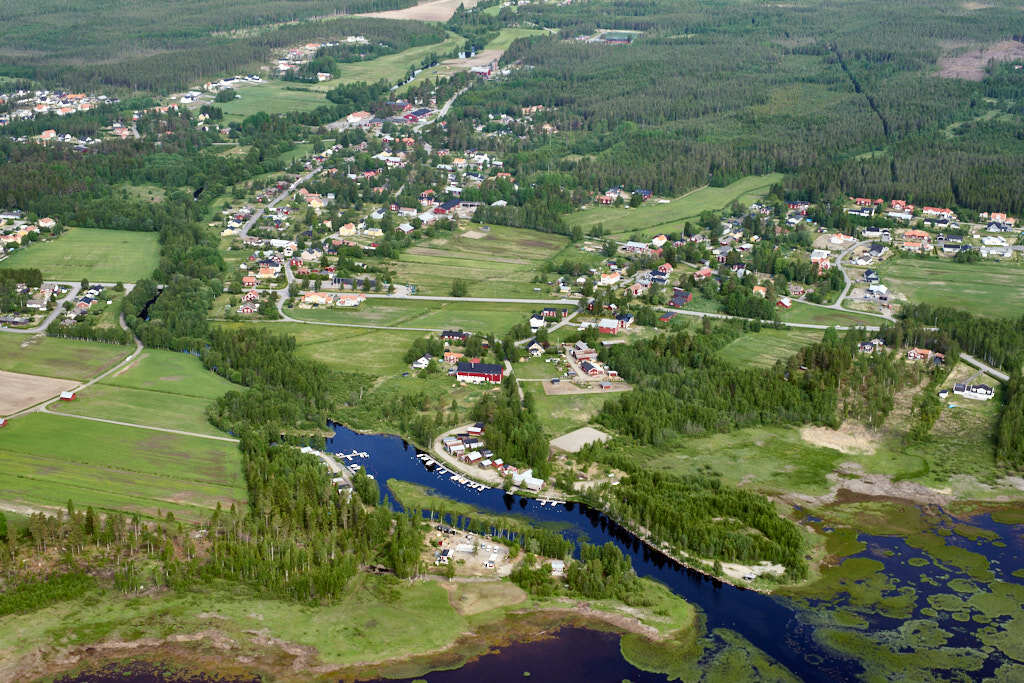 Det här är en bild som togs från ovan av Täfteå år 2020