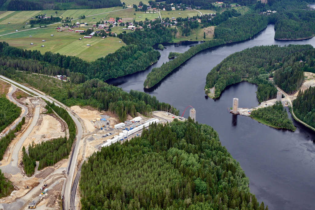 En bild från luften visar Västra länken och Klabböle år 2020.