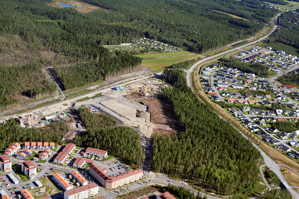 En bild från luften visar Tomtebo år 2020.