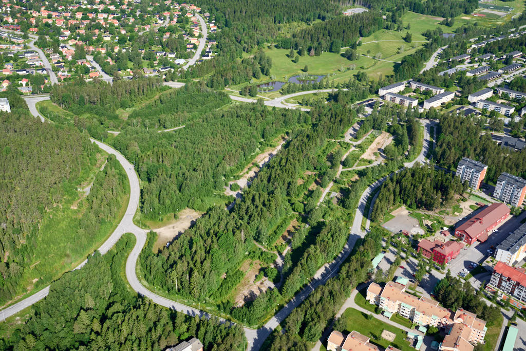 En flygbild som visar Olofsdal år 2025.
