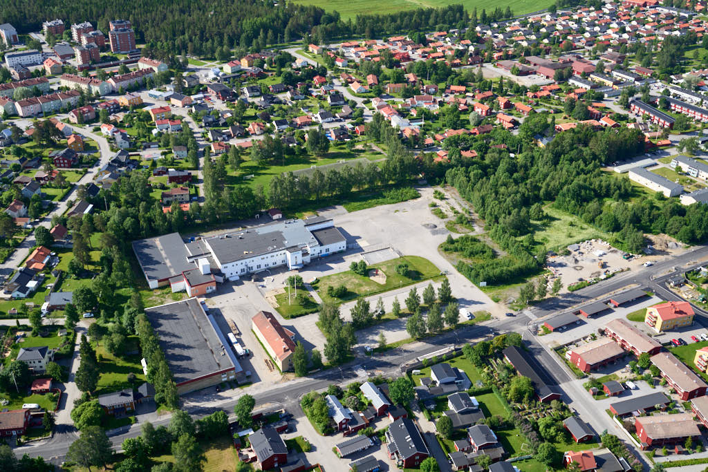 Det här är en bild som togs från ovan av Teg och Böle i Umeå år 2025