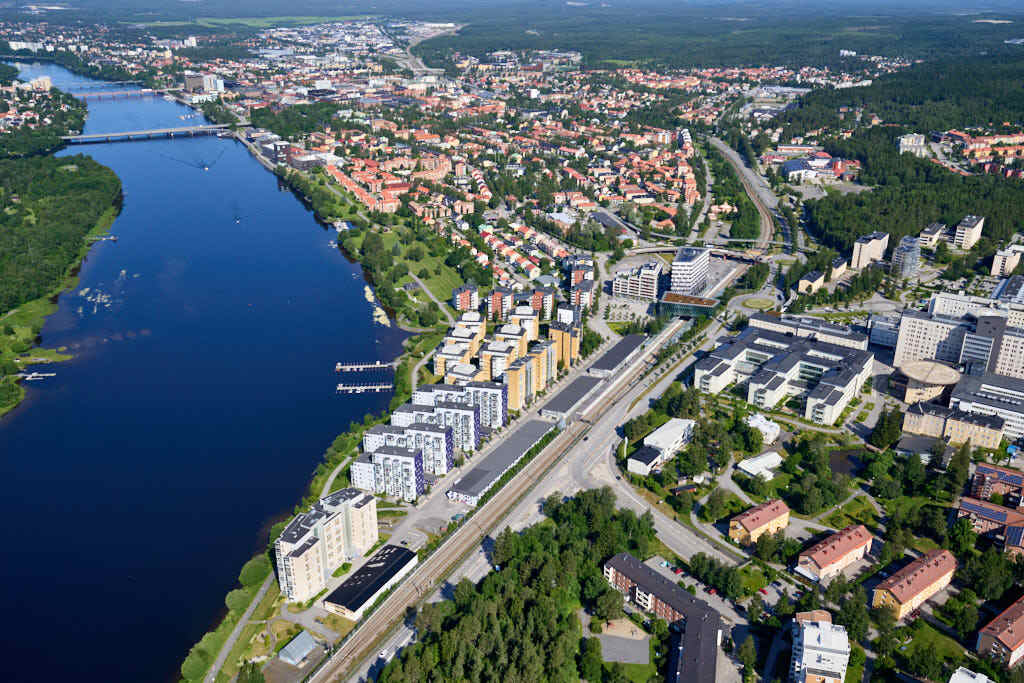 En bild från luften visar Öbacka i Umeå år 2025.