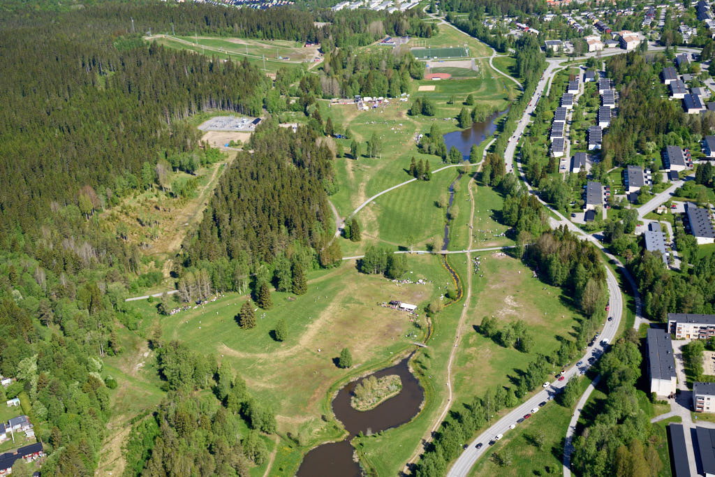 Vy över Mariehem och Mariehemsängarna i Umeå 2026, med fokus på välkända landmärkena som 